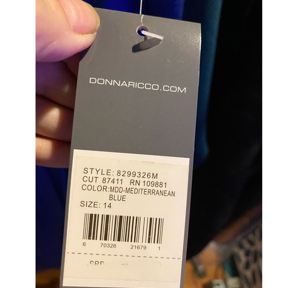 Donna Ricco Blue Sweetheart Neck Pleat Waist 14 - Picture 3 of 5